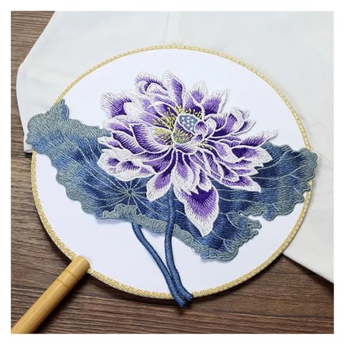 YXADGML Bestickte Aufnäher Lotusblüten-Stickerei for Aufnähen, Reparatur von Kleidungslöchern, hautfreundlich, ohne weichen Kleber, große Größe(LF126 F) von YXADGML