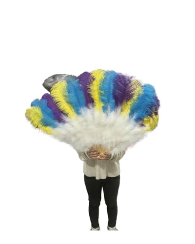 YXADGML Damen Fächer Feder 13 Stangen große Federfächer, Bunte Federn, Faltfächer for Karneval, Party, Festival, Oper, Halten von Requisiten, Dekor-Zubehör Show,2 PCS YXADGML Damen Fächer Feder 13 Stangen große Federfächer, Bunte Federn, Faltfächer for Karneval, Party, Festival, Oper, Halten von Requisiten, Dekor-Zubehör Show,2 PCS von YXADGML