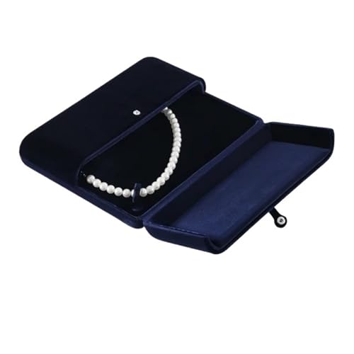 YXADGML Geschenkbox Samt-Perlen-Halsketten-Display-Box, Anhänger, Geschenk, Aufbewahrungsbox, Halsketten-Organizer(Blue) von YXADGML