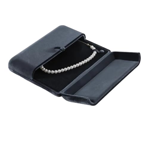YXADGML Geschenkbox Samt-Perlen-Halsketten-Display-Box, Anhänger, Geschenk, Aufbewahrungsbox, Halsketten-Organizer(Gray) von YXADGML