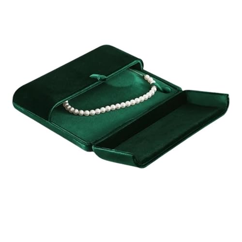 YXADGML Geschenkbox Samt-Perlen-Halsketten-Display-Box, Anhänger, Geschenk, Aufbewahrungsbox, Halsketten-Organizer(Green-B) von YXADGML