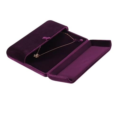YXADGML Geschenkbox Samt-Perlen-Halsketten-Display-Box, Anhänger, Geschenk, Aufbewahrungsbox, Halsketten-Organizer(Purple) von YXADGML