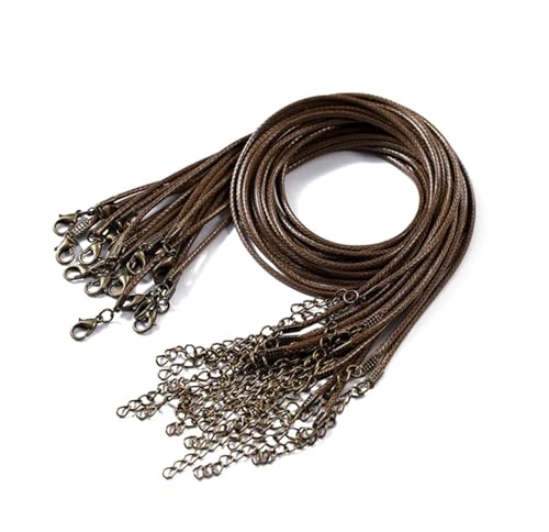 YXADGML Lederkette 10 Stück 1,5/2 mm Lederband-Halskette mit Karabinerverschluss, Wachsseilkette for DIY-Halsketten, Anhänger, Wachsband, Schmuckzubehör(Brown,2.0mm x 50cm) von YXADGML