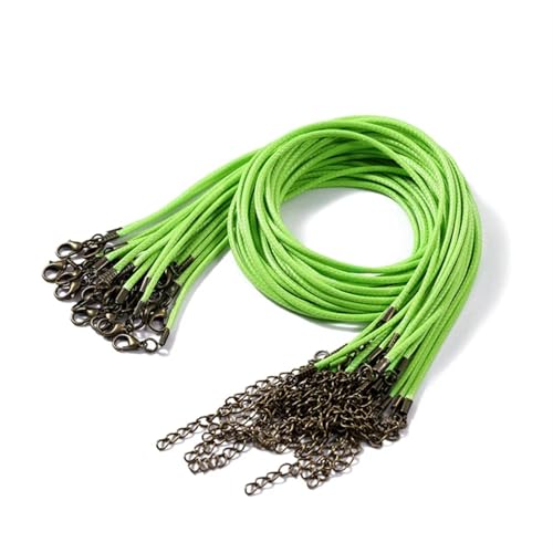 YXADGML Lederkette 10 Stück 1,5/2 mm Lederband-Halskette mit Karabinerverschluss, Wachsseilkette for DIY-Halsketten, Anhänger, Wachsband, Schmuckzubehör(Grass Green,1.5mm x 50cm) von YXADGML
