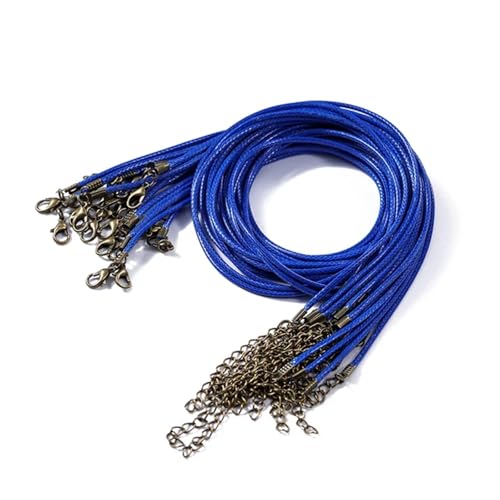 YXADGML Lederkette 10 Stück 1,5/2 mm Lederband-Halskette mit Karabinerverschluss, Wachsseilkette for DIY-Halsketten, Anhänger, Wachsband, Schmuckzubehör(Royal Blue,2.0mm x 50cm) von YXADGML