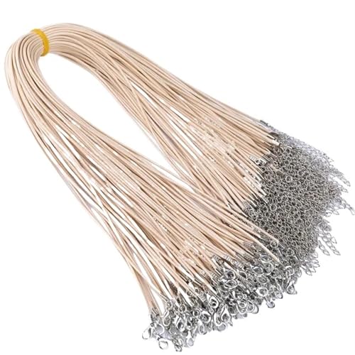 YXADGML Lederkette 50 Pcs Bunte Lederband Wachs Seil Kette Wachs Schnur Halskette Anhänger for DIY Handgemachte Karabinerverschluss String Schnur Schmuck Ketten(Beige) von YXADGML