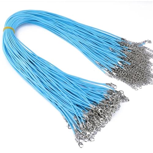 YXADGML Lederkette 50 Stück 1,5 mm Lederband-Halskette Verschluss, verstellbares geflochtenes Seil zur Schmuckherstellung for Selbermachen von Halsketten und Armbändern(Blue) von YXADGML