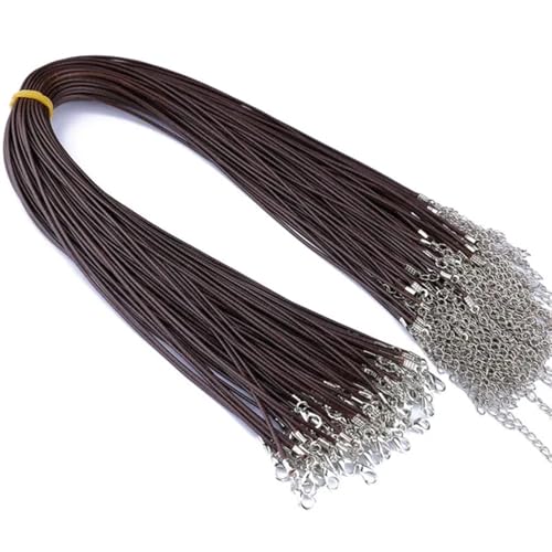 YXADGML Lederkette 50 Stück 1,5 mm Lederband-Halskette Verschluss, verstellbares geflochtenes Seil zur Schmuckherstellung for Selbermachen von Halsketten und Armbändern(Coffe) von YXADGML