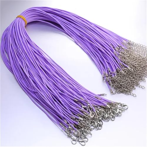 YXADGML Lederkette 50 Stück 1,5 mm Lederband-Halskette Verschluss, verstellbares geflochtenes Seil zur Schmuckherstellung for Selbermachen von Halsketten und Armbändern(Purple) von YXADGML