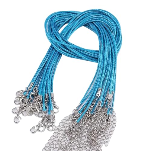 YXADGML Lederkette Lederband-Halskette mit Verschluss, Durchmesser 1,5/2 mm, verstellbar, geflochtenes Seil zur Schmuckherstellung, DIY-Halsketten- und Armbandzubehör, 50 Stück(Blue01,1.5mm-50Pcs) von YXADGML