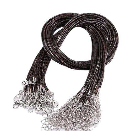 YXADGML Lederkette Lederband-Halskette mit Verschluss, Durchmesser 1,5/2 mm, verstellbar, geflochtenes Seil zur Schmuckherstellung, DIY-Halsketten- und Armbandzubehör, 50 Stück(Coffee,1.5mm-50Pcs) von YXADGML
