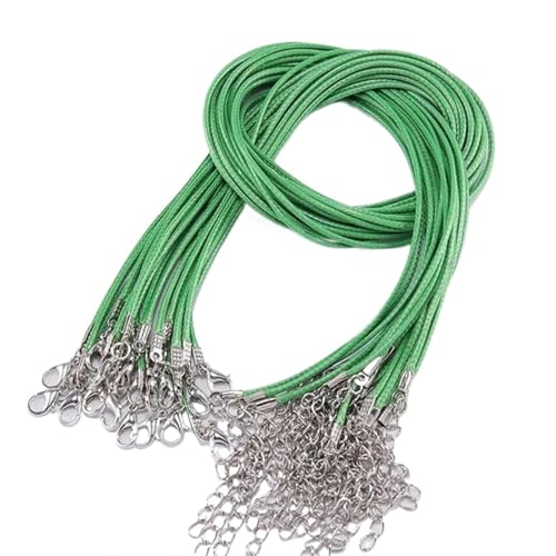 YXADGML Lederkette Lederband-Halskette mit Verschluss, Durchmesser 1,5/2 mm, verstellbar, geflochtenes Seil zur Schmuckherstellung, DIY-Halsketten- und Armbandzubehör, 50 Stück(Green,1.5mm-50Pcs) von YXADGML