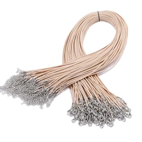 YXADGML Lederkette Lederband-Halskette mit Verschluss, Durchmesser 1,5/2 mm, verstellbar, geflochtenes Seil zur Schmuckherstellung, DIY-Halsketten- und Armbandzubehör, 50 Stück(Grey,1.5mm-50Pcs) von YXADGML