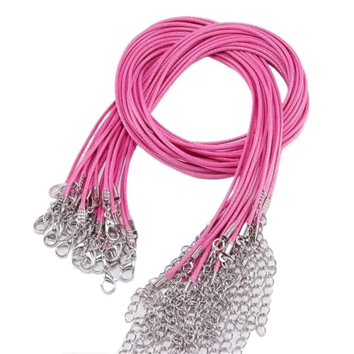 YXADGML Lederkette Lederband-Halskette mit Verschluss, Durchmesser 1,5/2 mm, verstellbar, geflochtenes Seil zur Schmuckherstellung, DIY-Halsketten- und Armbandzubehör, 50 Stück(Rose red,2.0mm-50Pcs) von YXADGML