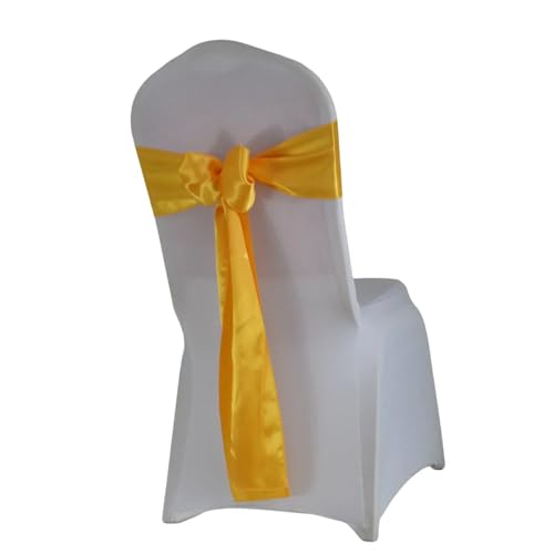 YXADGML Tuhlschleife Hochzeit (10 Stück/50 Stück) Satin Mariage Schärpe for Hochzeit Stuhl Dekoration Band Band Gürtel Weihnachten Geburtstag Party Stuhl Schärpen(Gold,50pcs) von YXADGML