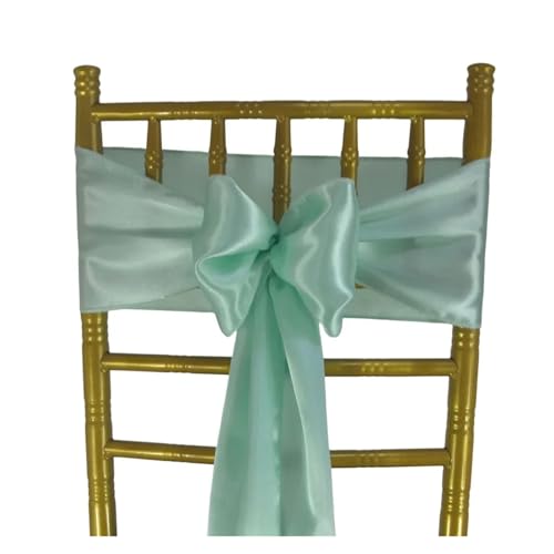 YXADGML Tuhlschleife Hochzeit (10 Stück/50 Stück) Satin-Stuhlschärpen, Hochzeit, Party, Dekoration, Band, Schleife, Knoten, Krawatten, Restaurant, Weihnachten(Mint Green,50pcs) von YXADGML
