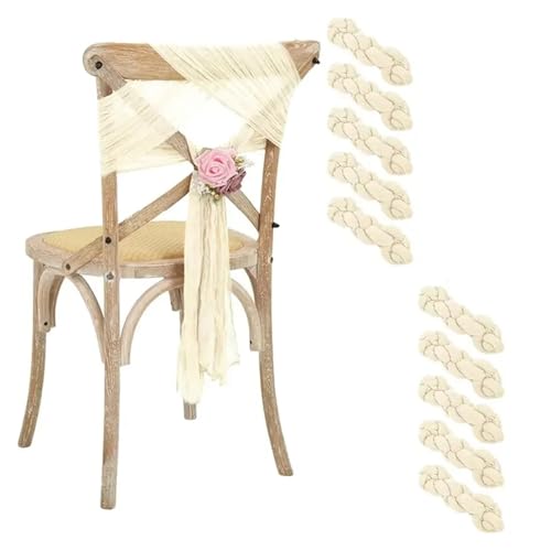 YXADGML Tuhlschleife Hochzeit 10 Stück Stuhlschärpen, 40 x 275 cm, Bogenbezug, Stuhlschärpen for Hochzeitsfeier, Bankett, Restaurant, Gangdekoration(10pcs Beige) von YXADGML