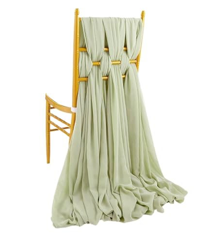 YXADGML Tuhlschleife Hochzeit 12 Stück Chiffon-Stuhlschärpen, Hochzeitsstuhl-Dekoration, Chiffon, 30 x 270 cm, Tischläufer for Party, Bankett, Event, Urlaubsdekoration(Campsite Green) von YXADGML
