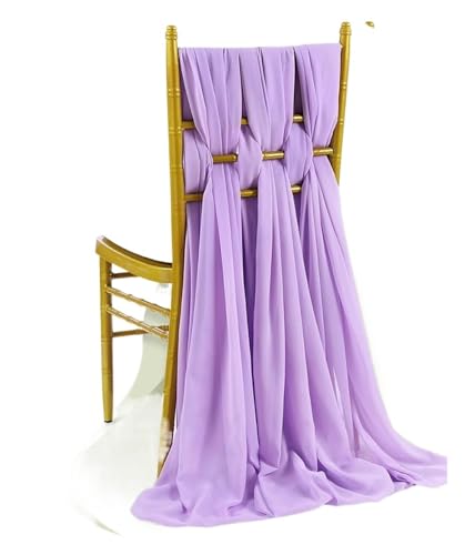 YXADGML Tuhlschleife Hochzeit 12 Stück Chiffon-Stuhlschärpen, Hochzeitsstuhl-Dekoration, Chiffon, 30 x 270 cm, Tischläufer for Party, Bankett, Event, Urlaubsdekoration(Purple) von YXADGML