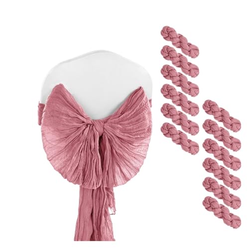 YXADGML Tuhlschleife Hochzeit 12PCS Chair Sashes Rustic Chair Decorative Bows Designed Chair Cover for Wedding Banquet Party Aisle Home Decoration(12PCS Dusty Rose) von YXADGML