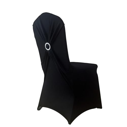 YXADGML Tuhlschleife Hochzeit Cross Back with Buckle Banquet Stretch Spandex Chair Cover Wedding Hotel Seat Party Event(10pcs/Pack)(Black-10pcs) von YXADGML