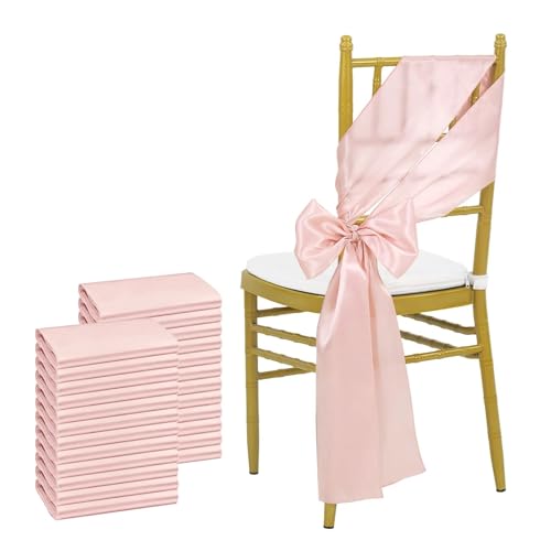 YXADGML Tuhlschleife Hochzeit Satin-Stuhlschärpen, Schleifen-Stuhlbezug, Bänder for Hochzeitsbankett-Party-Event-Dekorationen, 16 x 275 cm, 24 Stück(Pink) von YXADGML