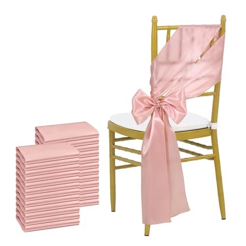 YXADGML Tuhlschleife Hochzeit Satin-Stuhlschärpen, Schleifen-Stuhlbezug, Bänder for Hochzeitsbankett-Party-Event-Dekorationen, 16 x 275 cm, 24 Stück(Rose Gold) von YXADGML