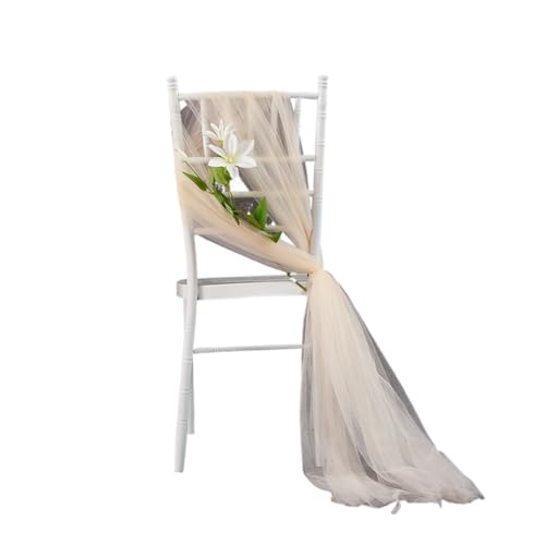YXADGML Tuhlschleife Hochzeit Stuhlschärpen for Hochzeit, Hotel-Party-Stuhl-Streamer, Hochzeitsbogen-Drapierungsstoff, Stuhl-Dekor-Schärpen, 10 Stück(Beige) von YXADGML