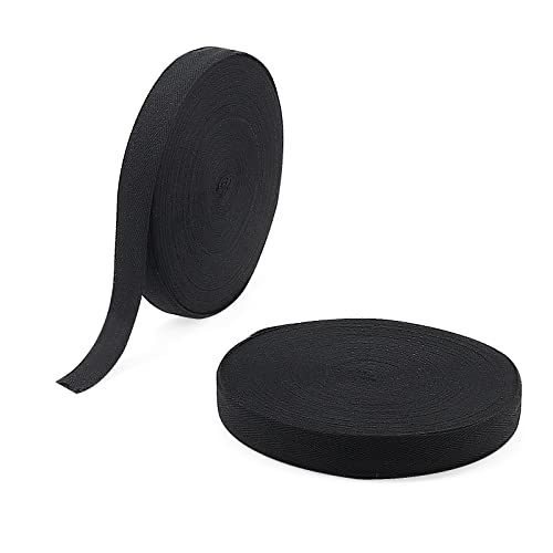2 Rollen 45 m x 25 mm schwarzes Baumwoll-Twill-Klebeband, 98 Yards Baumwoll-Schrägband, schwarzes Fischgrätenband, Näh-Gurtband für Heimwerker 2 Rollen 45 m x 25 mm schwarzes Baumwoll-Twill-Klebeband, 98 Yards Baumwoll-Schrägband, schwarzes Fischgrätenband, Näh-Gurtband für Heimwerker von YXBZKGDCNG