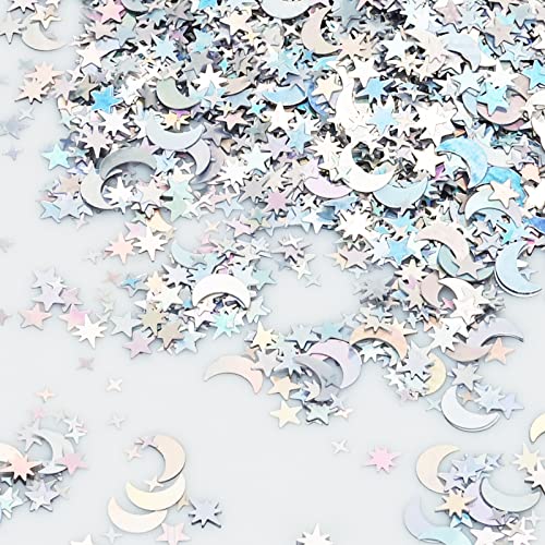 30g Stern Konfetti Silber Stern und Mond Tischkonfetti, Metallic Glitzer Folie Streuseln Konfetti, Pailletten Stern Mond Konfetti für Geburtstag Hochzeit Party Halloween Weihnachten DIY Dekoration 30g Stern Konfetti Silber Stern und Mond Tischkonfetti, Metallic Glitzer Folie Streuseln Konfetti, Pailletten Stern Mond Konfetti für Geburtstag Hochzeit Party Halloween Weihnachten DIY Dekoration von YXBZKGDCNG
