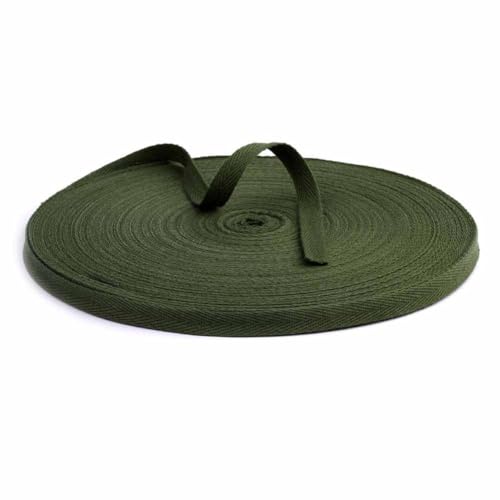 45,7 m/Rolle Baumwoll-Twillband, Fischgrätenband, natürliches Gurtband, Nahtband zum Nähen, Baumwoll-Twillband, Schrägband für DIY Nähen, Basteln, Stricken, Geschenkverpackung, Khaki von YXBZKGDCNG