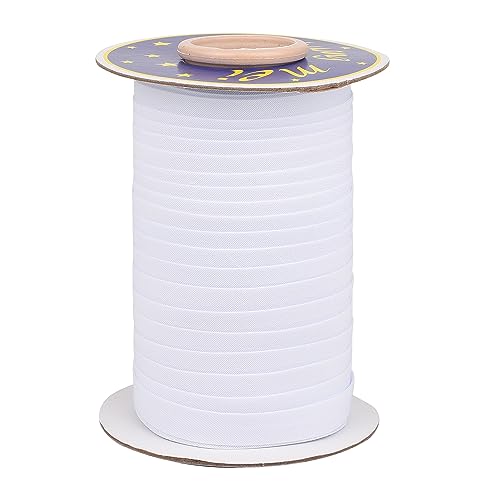 50 Meter doppelt gefaltetes Schrägband, Wimpelband, Schrägband, Fischgrätenband, Köperband, Gurtband zum Nähen, Schneidern, Änderungen, Heimwerken (weiß) von YXBZKGDCNG