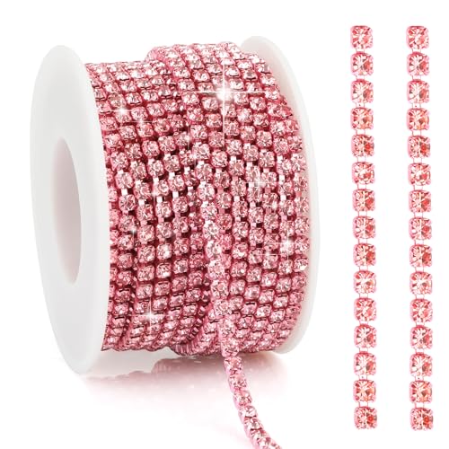 AB Strass-Kette, 9,1 m, silberfarbene Strassstreifen, 3 mm, Glitzer-Strass, enge Kette, Strassband, Strassband zum Nähen, Heimwerken AB Strass-Kette, 9,1 m, silberfarbene Strassstreifen, 3 mm, Glitzer-Strass, enge Kette, Strassband, Strassband zum Nähen, Heimwerken von YXBZKGDCNG