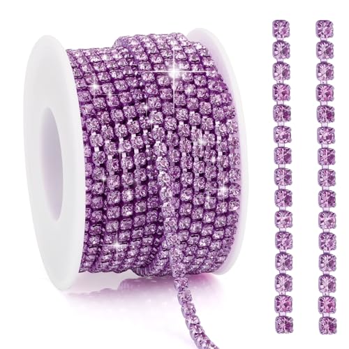 AB Strass-Kette, 9,1 m, silberfarbene Strassstreifen, 3 mm, Glitzer-Strass, enge Kette, Strassband, Strassband zum Nähen, Heimwerken AB Strass-Kette, 9,1 m, silberfarbene Strassstreifen, 3 mm, Glitzer-Strass, enge Kette, Strassband, Strassband zum Nähen, Heimwerken von YXBZKGDCNG