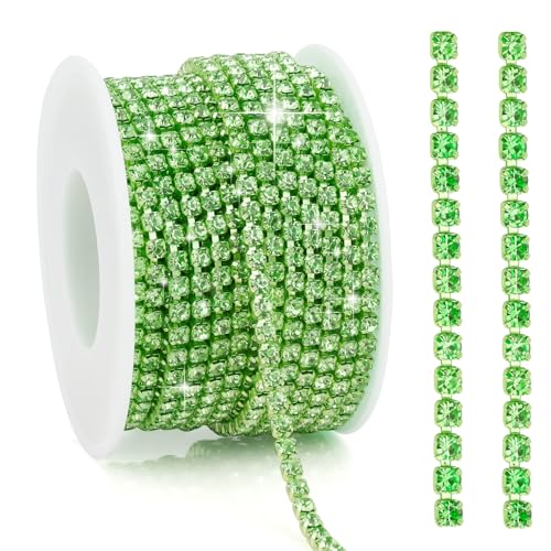 AB Strass-Kette, 9,1 m, silberfarbene Strassstreifen, 3 mm, Glitzer-Strass, enge Kette, Strassband, Strassband zum Nähen, Heimwerken AB Strass-Kette, 9,1 m, silberfarbene Strassstreifen, 3 mm, Glitzer-Strass, enge Kette, Strassband, Strassband zum Nähen, Heimwerken von YXBZKGDCNG