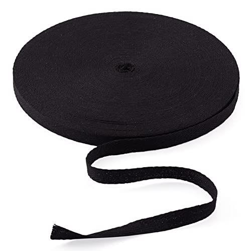 Baumwoll-Twill-Klebeband, weiches Schrägband, 0,9 cm, Fischgrätenmuster, Wimpelkette für Heimwerker, Schwarz, 45,7 m von YXBZKGDCNG