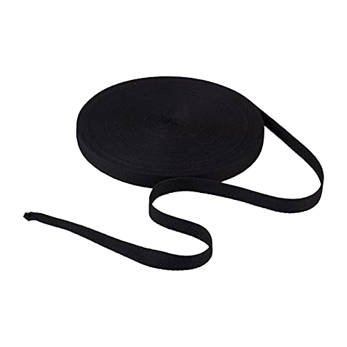 Baumwoll-Twill-Klebeband, weiches Schrägband, 0,9 cm, Fischgrätenmuster, Wimpelkette für Heimwerker, Schwarz, 45,7 m von YXBZKGDCNG
