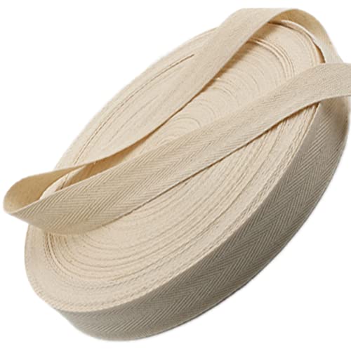 Baumwoll-Twillband, 50 m, weiches natürliches Gurtband, Rolle, Fischgrätenmuster, Schrägband zum Nähen, Basteln, Heimdekoration, Beige von YXBZKGDCNG