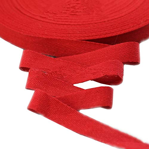 Baumwollband mit Fischgrätenmuster, 45 m, Stoffband für Schrägband, Geschenkverpackung, Verzierung, Breite 20 mm (rot) von YXBZKGDCNG