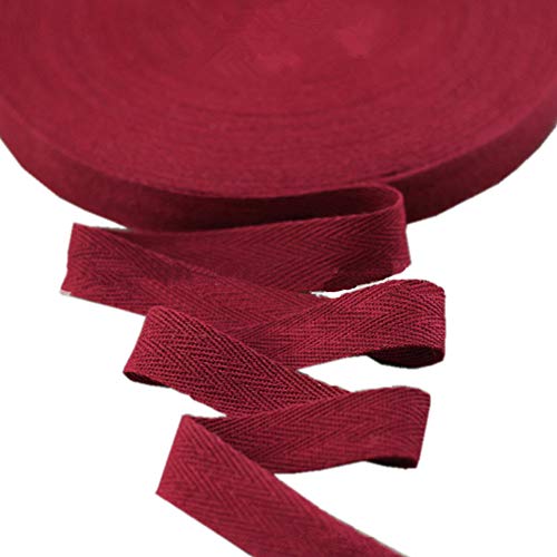 Baumwollband mit Fischgrätenmuster, 45 m, Stoffband für Schrägband, Geschenkverpackung, Verzierung, Breite 20 mm (rot) von YXBZKGDCNG