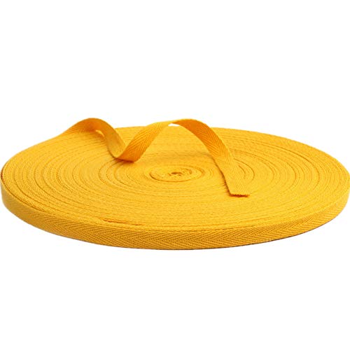 Baumwollband mit Fischgrätenmuster, 50 m, Stoffband für Schrägband, Geschenkverpackung, Verzierung, Breite 10 mm (Gelb) von YXBZKGDCNG