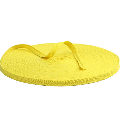 Baumwollband mit Fischgrätenmuster, 50 m, Stoffband für Schrägband, Geschenkverpackung, Verzierung, Breite 10 mm (Gelb) von YXBZKGDCNG