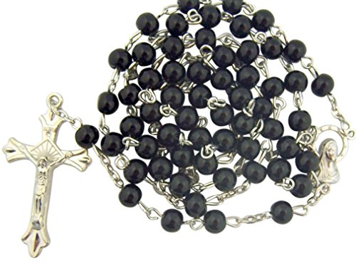 CB Rosenkranz, schwarze Glasperlen, 6 mm, ideal für Männer oder Jungen CB Rosenkranz, schwarze Glasperlen, 6 mm, ideal für Männer oder Jungen von YXBZKGDCNG