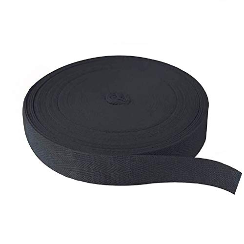 Schrägband, 50 m, Wimpelkette, natürliches Baumwollband, Gurtband, Fischgräten-Rolle zum Nähen, Schneidern, Schneidern, Schwarz, 2,5 cm von YXBZKGDCNG