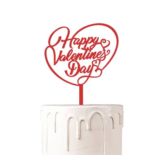 YXCute Happy Valentine's Day Cake Topper Acryl Kreative rote Buchstaben Hochzeit Kuchen Topper für Valentinstag Party Kuchen Dekorationen Party Supplies von YXCute