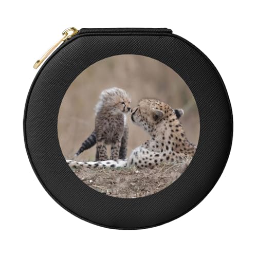 YXDVPALNE Gepard, Damen Schmuckschatulle Schmucketui Rund PVC Leder Schmuckschatulle Reise-Organizer YXDVPALNE Gepard, Damen Schmuckschatulle Schmucketui Rund PVC Leder Schmuckschatulle Reise-Organizer von YXDVPALNE