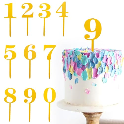 YXHZVON 10 Stück Nummer Gold Happy Birthday Tortendeko Set,Tortendeko Zahlen 0-9, Wiederverwendbar Acryl Gold Zahlen Cake Topper für Geburtstagsfeiern,Hochzeitsparty YXHZVON 10 Stück Nummer Gold Happy Birthday Tortendeko Set,Tortendeko Zahlen 0-9, Wiederverwendbar Acryl Gold Zahlen Cake Topper für Geburtstagsfeiern,Hochzeitsparty von YXHZVON