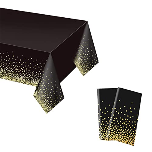 YXHZVON 2 STK Einweg Tischdecke, Plastik Party Tischdecke 137 * 274 cm Schwarz mit Gold Punkt Geburtstag Tisch Decken für Brautduschen Verlobung Hochzeit Einweihungsparty Abschlussfeier YXHZVON 2 STK Einweg Tischdecke, Plastik Party Tischdecke 137 * 274 cm Schwarz mit Gold Punkt Geburtstag Tisch Decken für Brautduschen Verlobung Hochzeit Einweihungsparty Abschlussfeier von YXHZVON