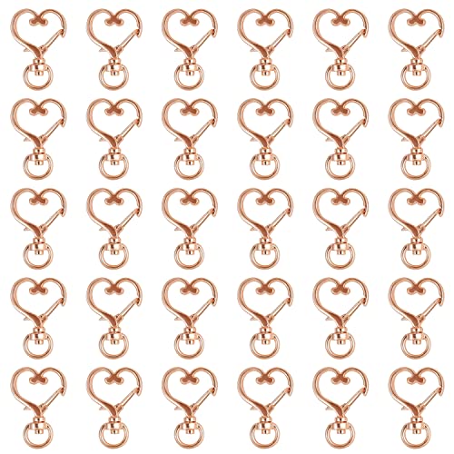 YXHZVON 30 Stück Herz Schlüsselanhänger, Karabiner Herz Schlüsselbund Metall Klein Schlüsselring Frauen für DIY Kreative Karabinerhaken Basteln (Roségold) von YXHZVON