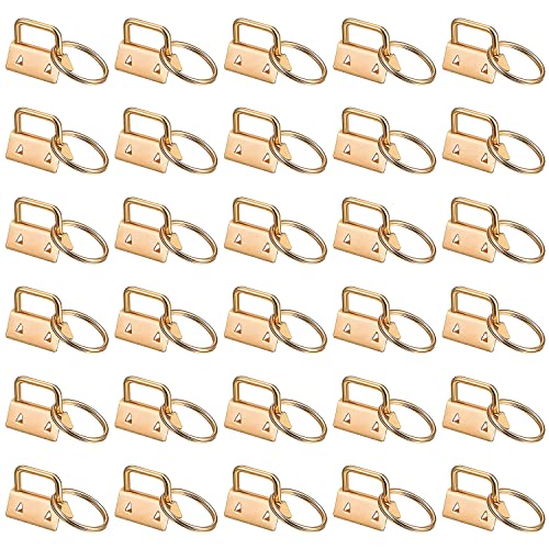 YXHZVON 30 Stück Schlüsselband Rohlinge, Schlüsselanhänger Hardware 25 mm Klemmverschluss Anhänger, Hardware mit Schlüsselbund für DIY Handarbeit Lanyard Stoff (Gold) von YXHZVON